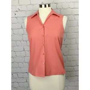 Talbots Size 4 Sleeveless Wrinkle Resistant Button Front Blouse Salmon